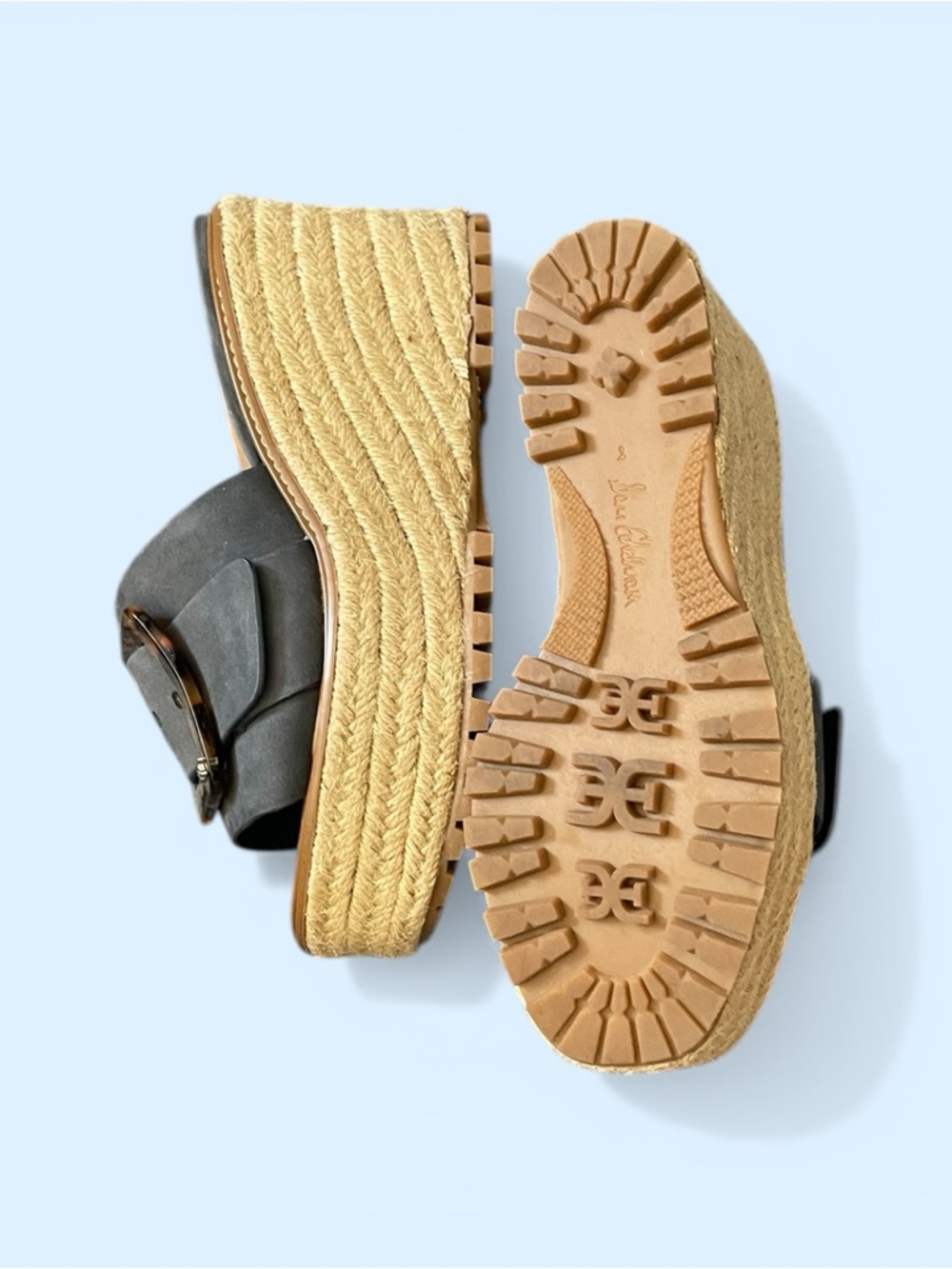 Sam Edelman Slide Wedge Sandals with Tortoiseshell Buckle, size 8M - Picture 5 of 5